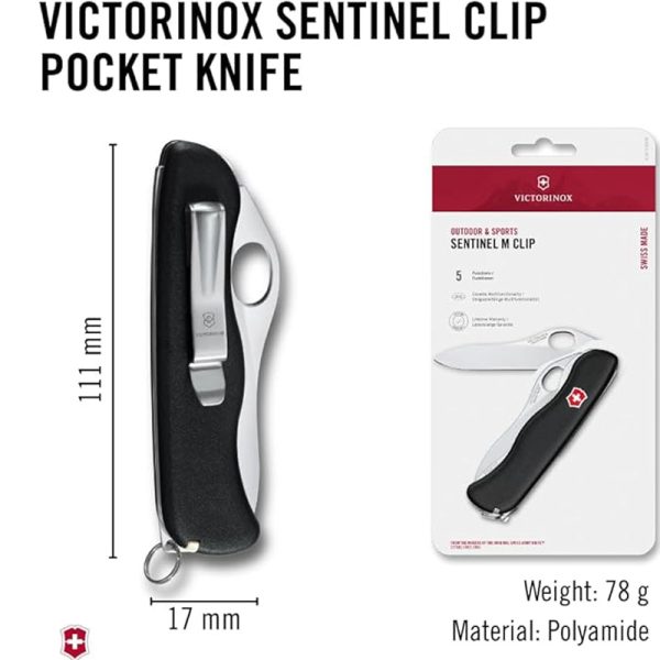 چاقو ویکتورینوکس مدل Sentinel clip black رفرنس 0.8416M3