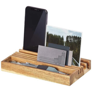 نظم دهنده و استند جنتلمن هاردور مدل Wooden Desk Organizer & Phone Stand