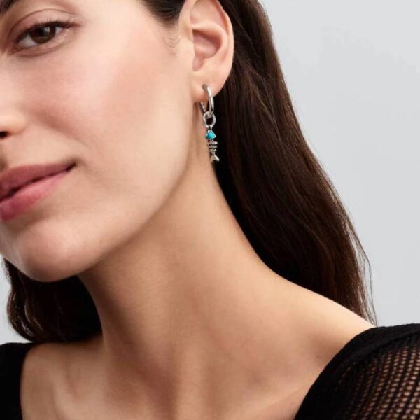 پلاک آویز پاندورا مدل Turquoise Blue Herringbone Dangle