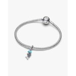 پلاک آویز پاندورا مدل Turquoise Blue Herringbone Dangle