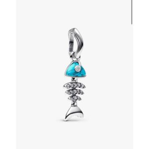 پلاک آویز پاندورا مدل Turquoise Blue Herringbone Dangle
